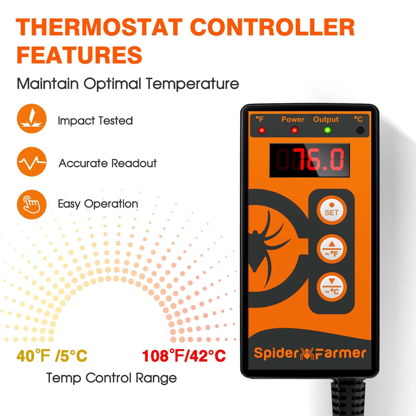 Spider Farmer® 48”X20.75” Seedling Heat Mat and Digital Thermostat for Germination