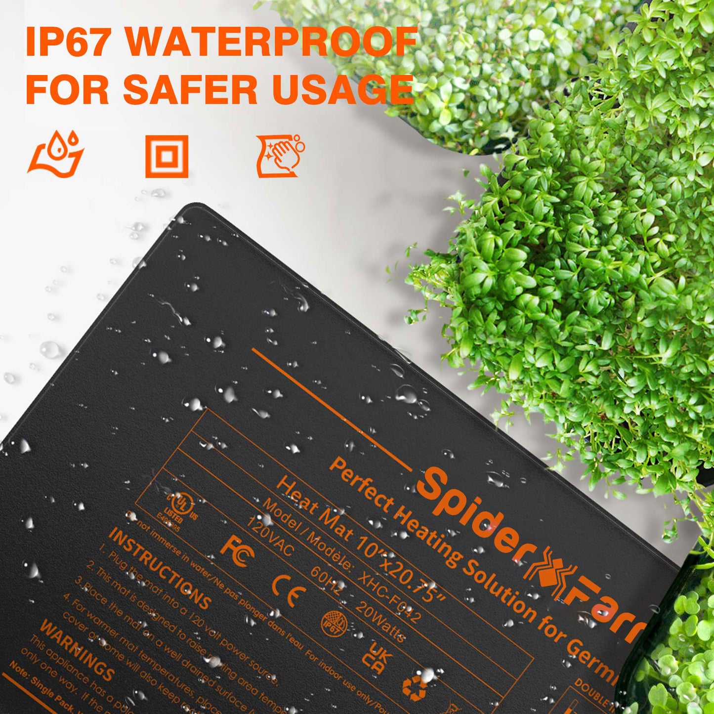 Spider Farmer® Waterproof 10”X20.75” Seedling Heat Mat for Germination Indoor Gardening