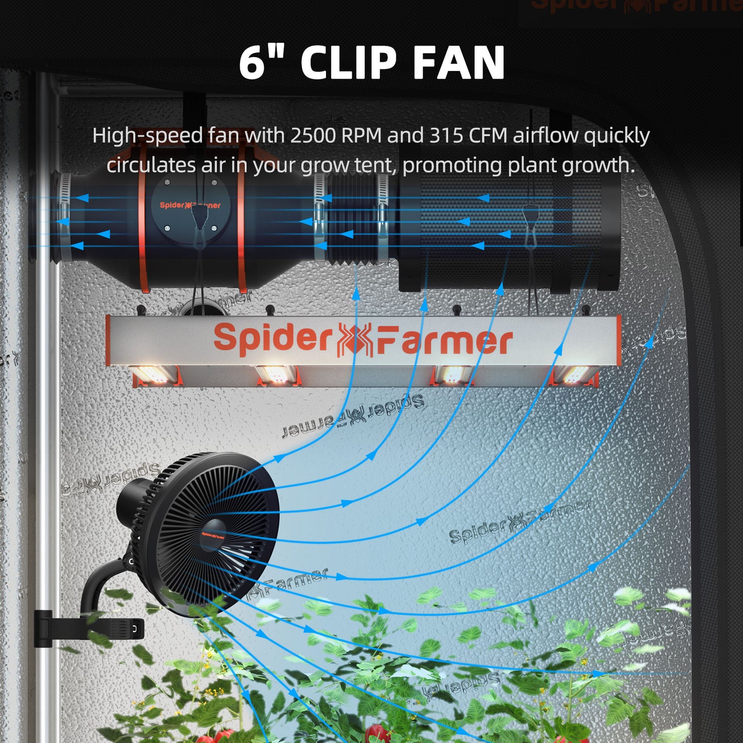 2024 Spider Farmer® 3’x3′X6′ Complete Grow Tent Kit丨G3000 Full Spectrum LED Grow Light丨6” Clip Fan丨4” Ventilation System with Speed Controller