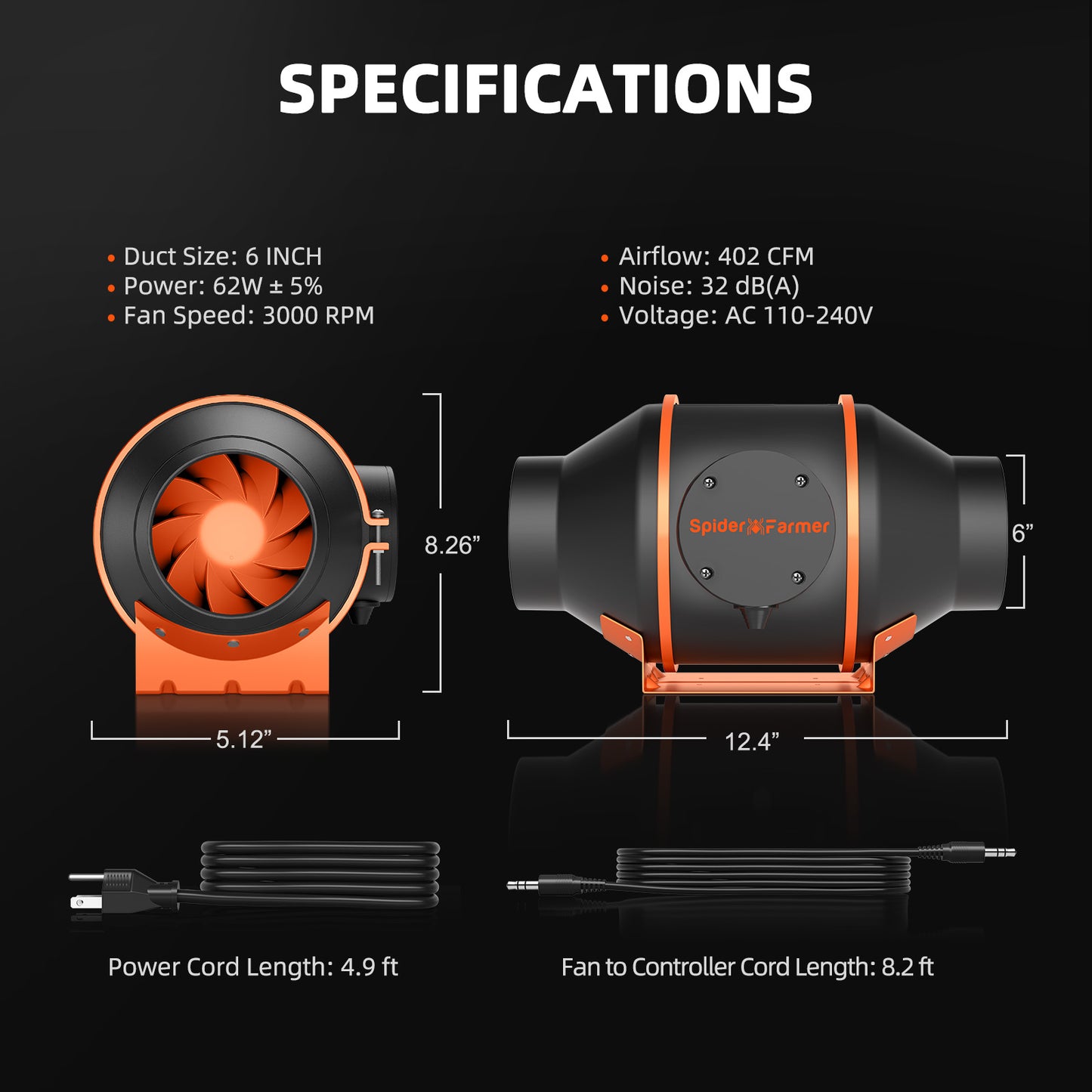 2024 Spider Farmer® 4’x4’X6.5′ Complete Grow Tent Kit丨G5000 Full Spectrum LED Grow Light丨6” Clip Fan丨6” Ventilation System with Humidity and Temperature Controller