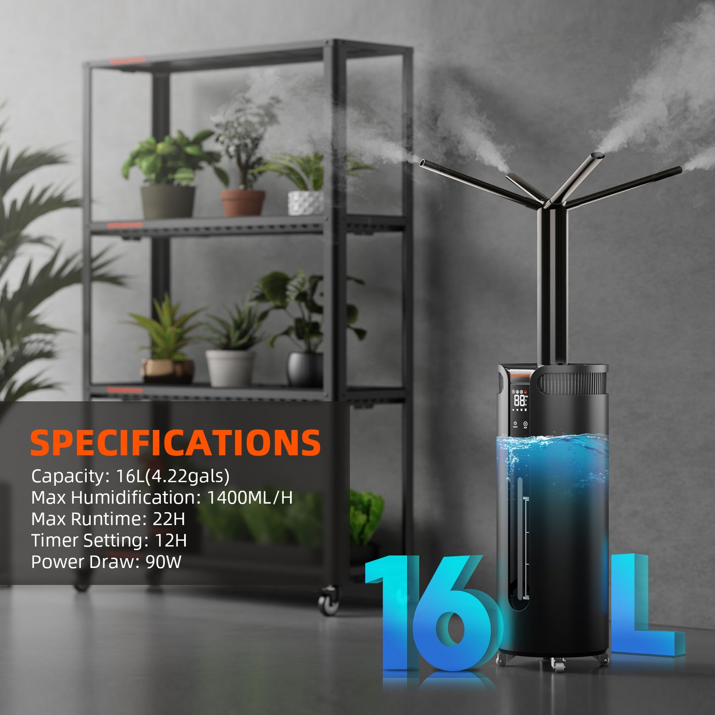 Spider Farmer® 16L Cool Mist Humidifier for Plants