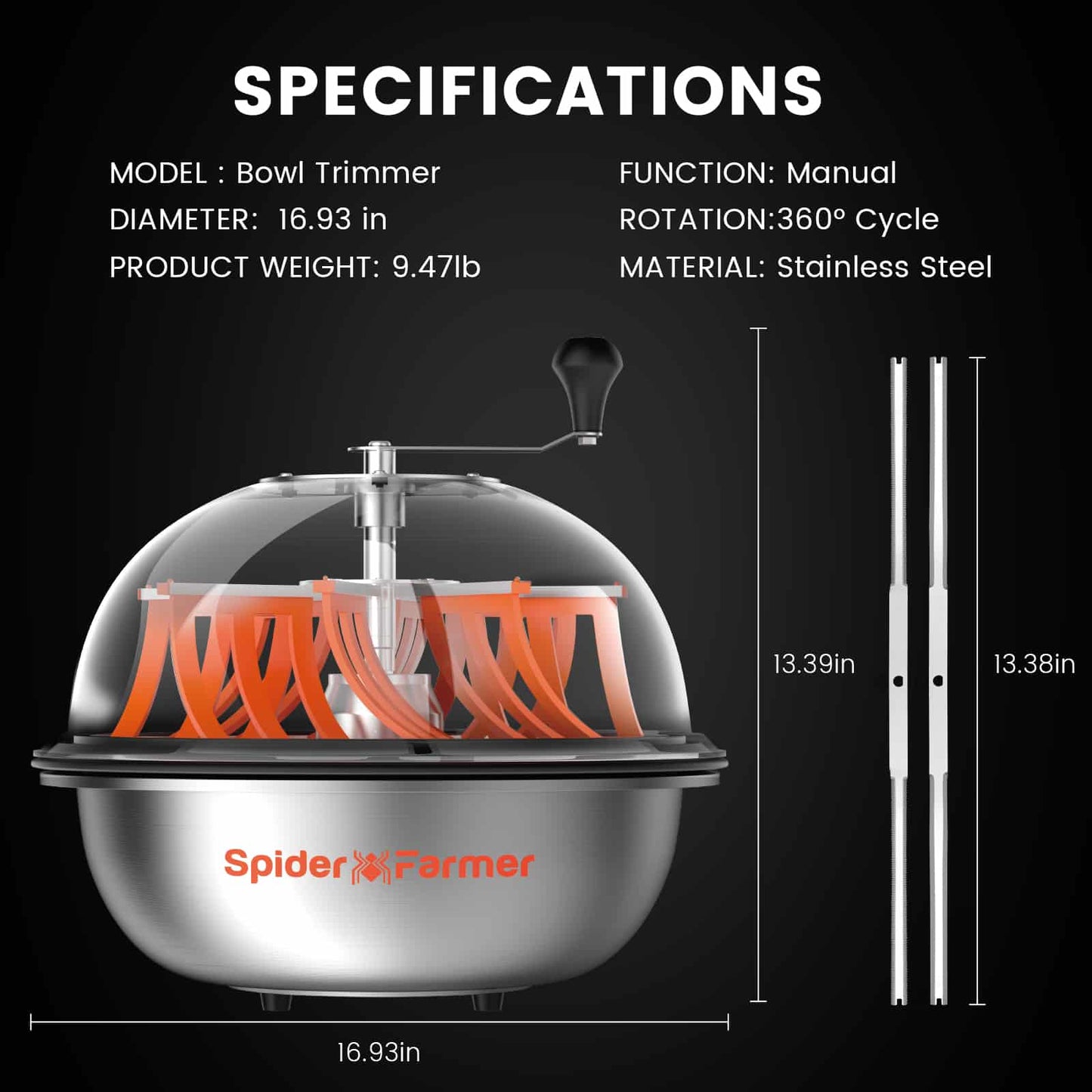 Spider Farmer® 16″ Bud Leaf Bowl Trimmer