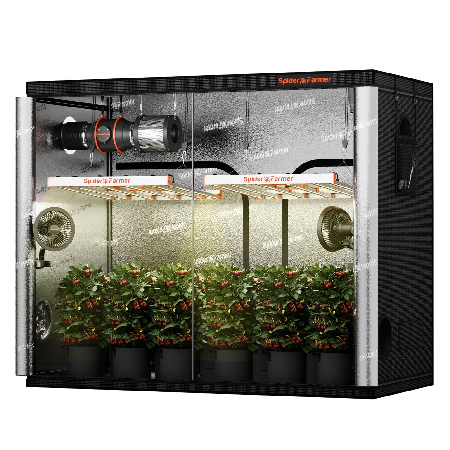 2024 Spider Farmer® 8’x4’X6.5′ Complete Grow Tent Kit丨2xG5000 Full Spectrum LED Grow Light丨6” Clip Fan丨6” Ventilation System with Humidity and Temperature Controller