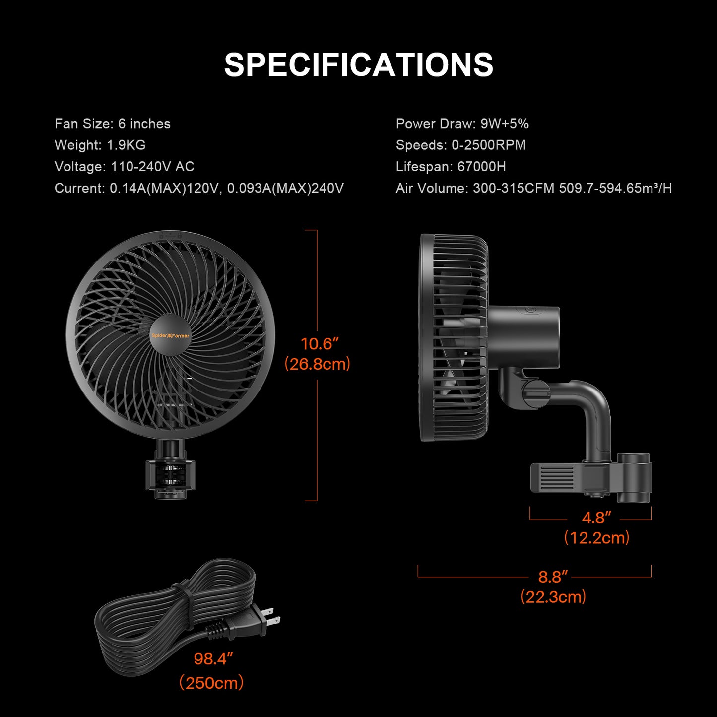 Spider Farmer® 6-inch Clip On Fan for Grow Tents