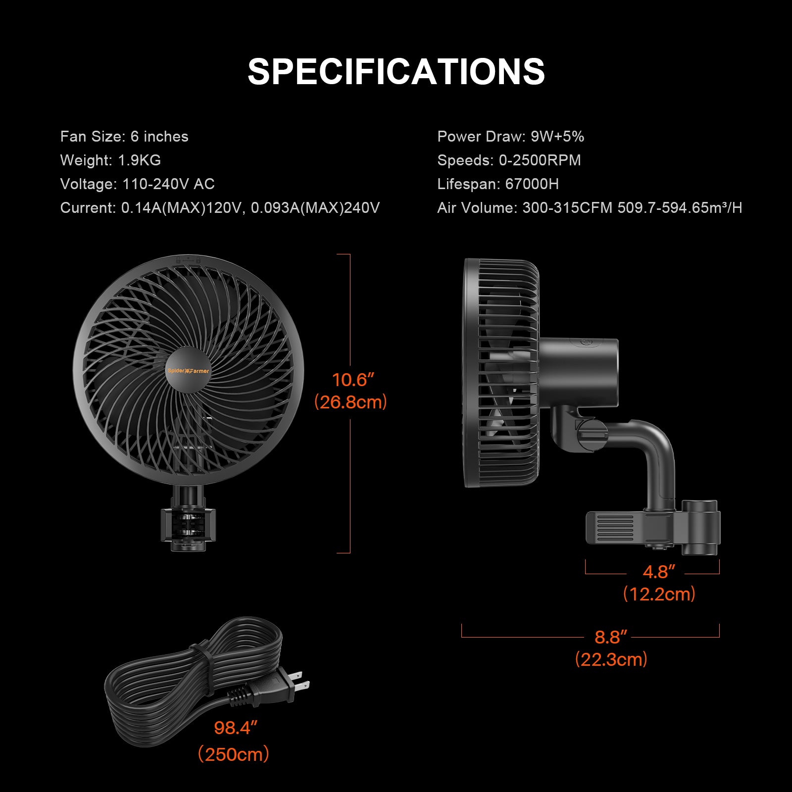 Spider Farmer® 6-inch Clip On Fan for Grow Tents