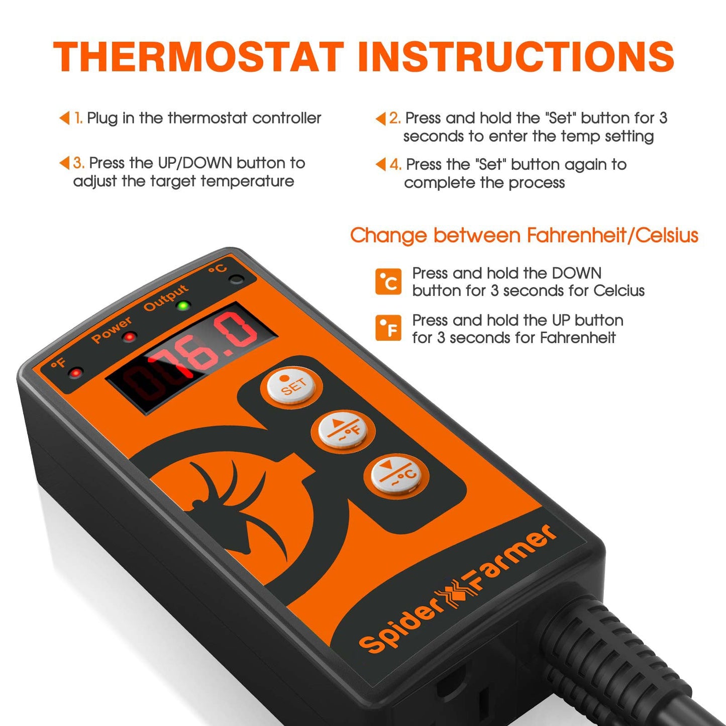 Spider Farmer® 48”X20.75” Seedling Heat Mat and Digital Thermostat for Germination